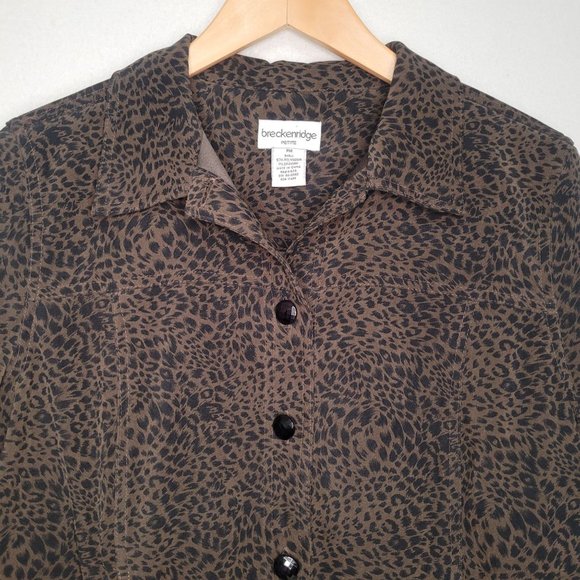 Breckenridge Leopard Print Trucker Jacket Petite Medium - Picture 2 of 4